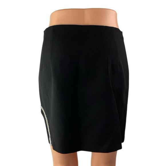 Zara Black Jeweled Rhinestone Embellished Slit Zipper Mini Pencil Skirt Size S - Picture 3 of 5